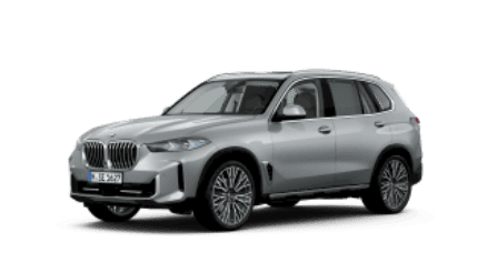 Silberfarbener BMW X5, seitliche Ansicht, auf weißem Hintergrund.