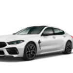 Weißes BMW 8er Gran Coupé vor transparentem Hintergrund.