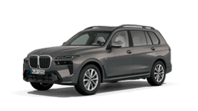 Grauer BMW X7 SUV seitlich, auf transparentem Hintergrund.